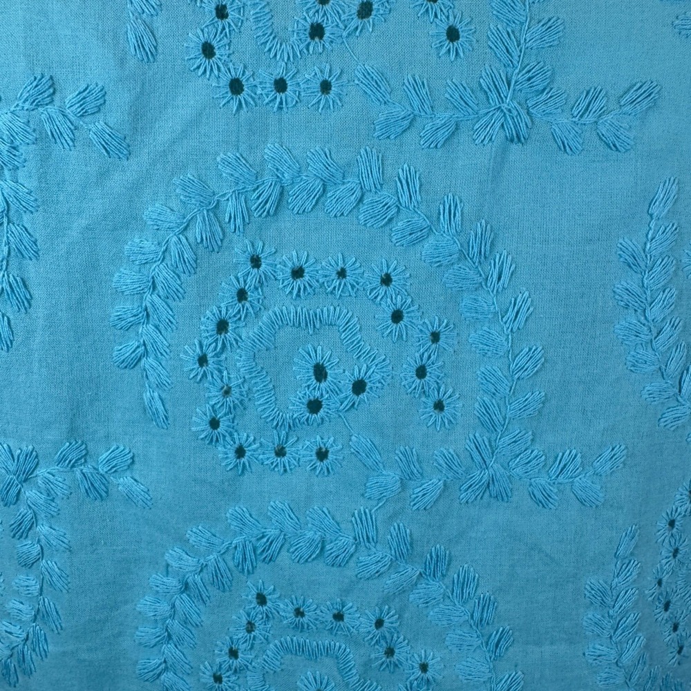 NWT Calypso Blue Eyelet Embroidered Blouse Women's PXL Puff Sleeve Cotton Spring - Picture 6 of 7